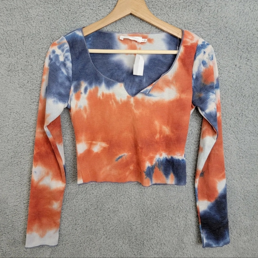 All in Favor  Nordstrom  Thermal Tie Dye Long Sleeve Cropped Women's Size Small